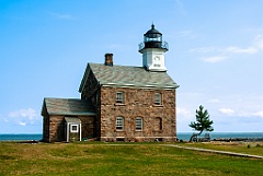 Stone Construction of Sheffield Island Lighthouse in Summer